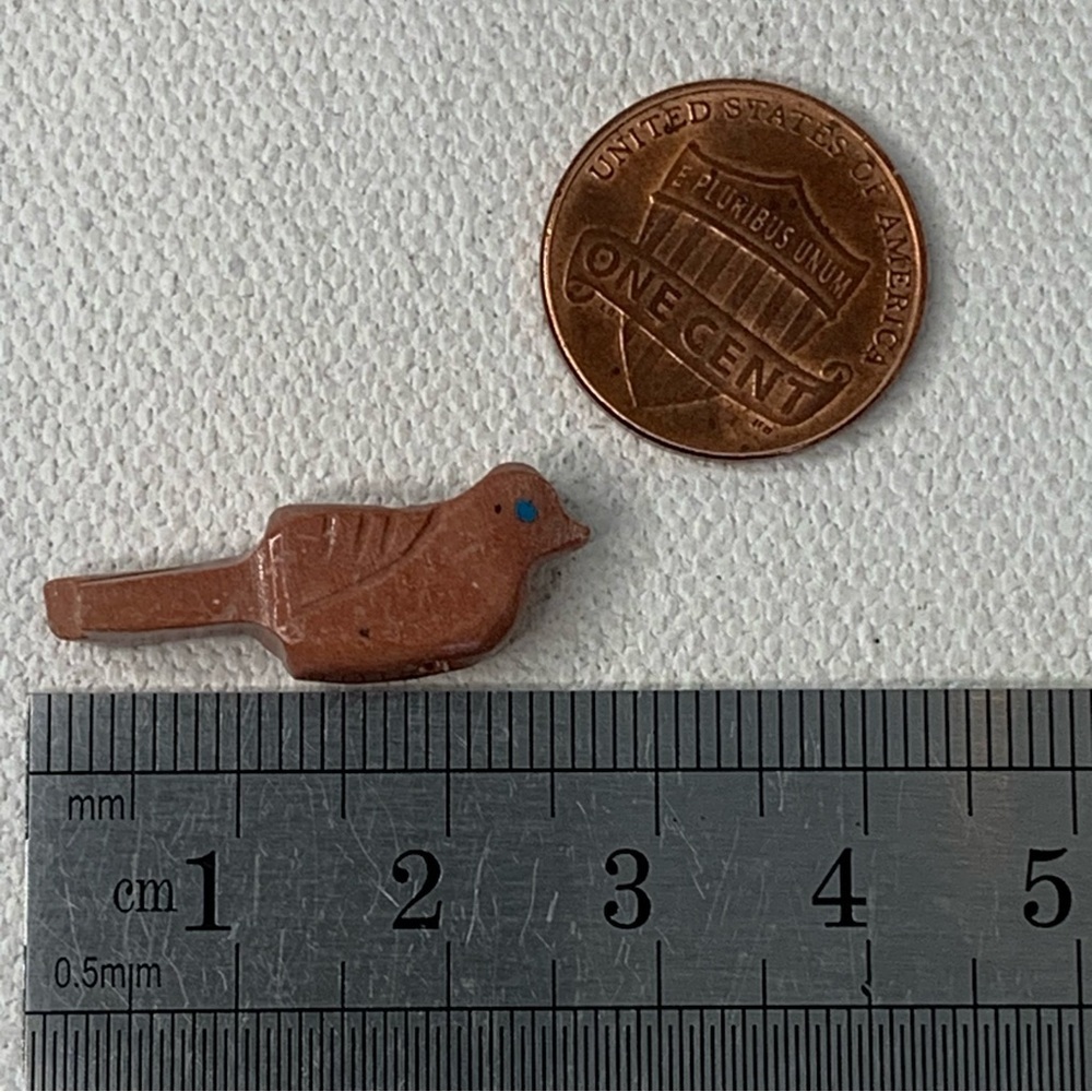 Zuni Style Bird Fetish Bead Drilled Pink Stone Native American Animal Carving 1" - Picture 12 of 13